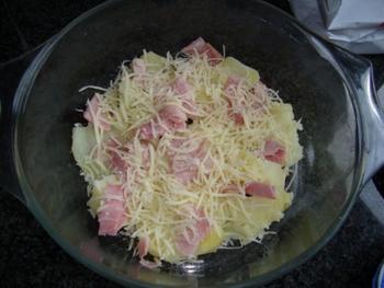 Aardappelgratin met pickles, kaas en ham 2