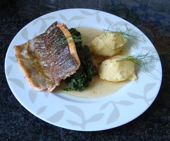 Zalmforel met gestoofde spinazie 4