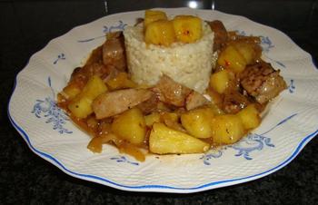 Kalfslever met ananas en risoto. Aziatisch gerecht 9