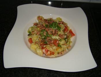 Pastasalade met garnalen, cresson en tomaat 5