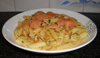 Penne rigate met gerookte zalm 4