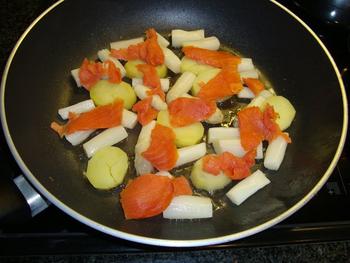 Tortilla met asperges, garnalen en zalm 2