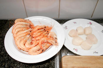 Conchiglioni of andere pasta met sint Jacobsschelpen en scampi 3