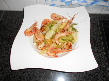 Conchiglioni of andere pasta met sint Jacobsschelpen en scampi 5