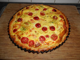 Quiche met boerenkool (kale), gerookte zalm en tomaatjes 10