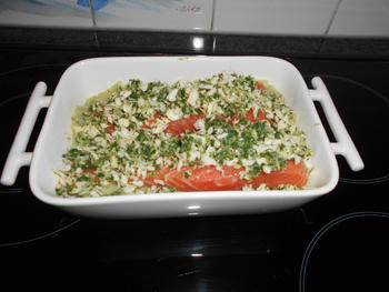 Venkelpuree met zalm en krokant korstje in de oven 5