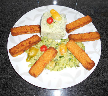 Fish sticks met gestoofde prei in saus en aardappelpuree 4