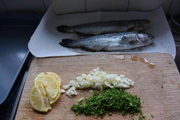 Forel met amandelen in de oven 2