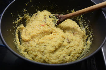 Polenta met gedroogde paddenstoelen, asperges en kalkoenfilets 3