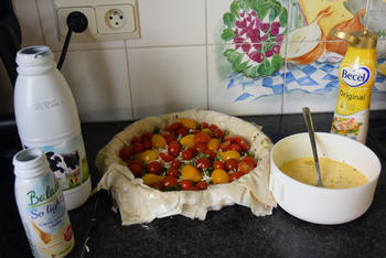 Vegetarische quiche van filodeeg met prei en tomaatjes 8
