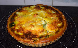 Quiche met spinazie, kabeljauw en scampi 4