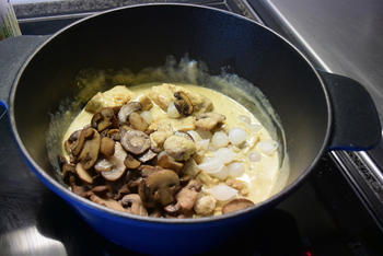 Kalfsblanquette met champignons, zilveruitjes en gehaktballetjes 8