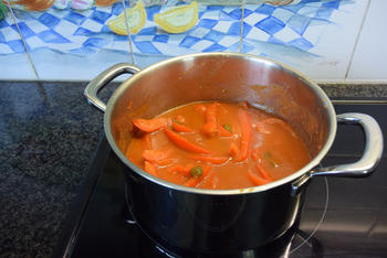 Scampisat met paprika en paprikasaus 3