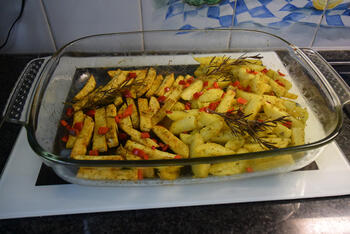 Knolselder en aardappelen uit de oven. 8