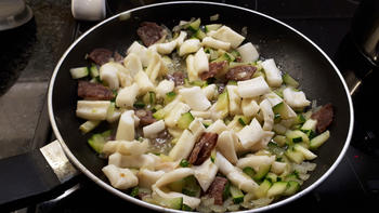 Tagliatelle met inktvisringen en tomatentapenade 8