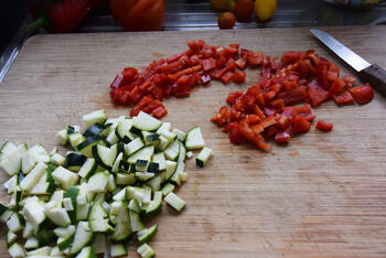 Vegetarische macaroni met groentjes en kaas 3