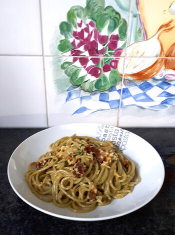 Vegetarische spaghetti carbonara 5