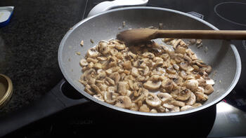 Pasta met scampi en champignons 2