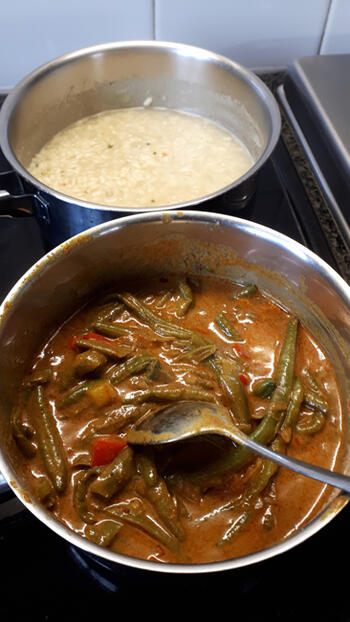 Rode curry met scampi en prinsesboontjes 3