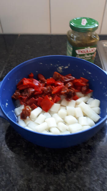 Vegetarische pasta met asperges, geroosterde paprika en groene pesto 6