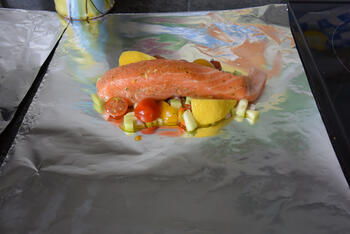 Zalm met groentjes in papillot 4