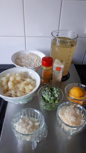 Risottorijst met asperges en gebakken scampi 2
