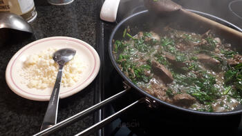 Pasta met kippenlevertjes en spinazie 8