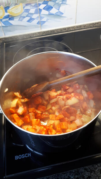 Romige pompoensoep met zoete aardappel 3