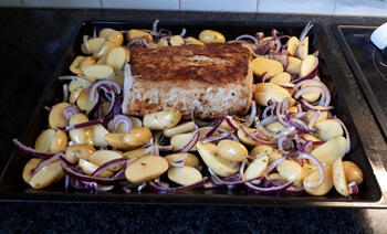 Varkensgebraad met appel en krieltjes in de oven 6