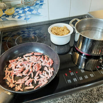 Farfalle met ricotta, spinazie en spekjes 2