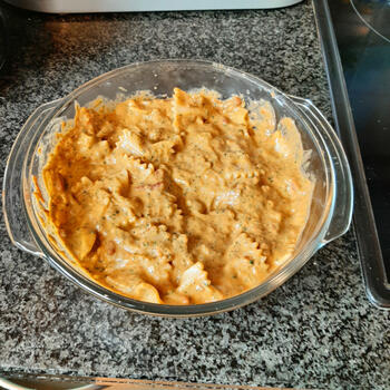 Farfalle met ricotta, spinazie en spekjes 8