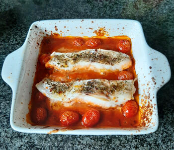 Ovenschotel met kabeljauwfilet, courgette en tomatensaus 5