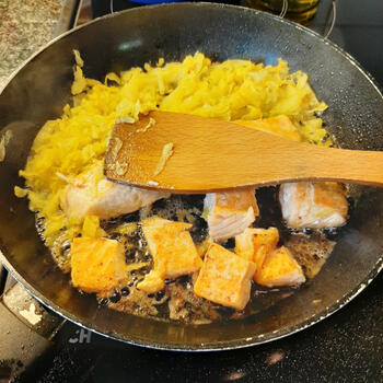 Zalm met spitskool en couscous 7
